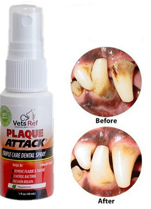 Vets Pref Plaque Attack Spray Dog Cat Bad Breath Teeth up to 3 Month Supply