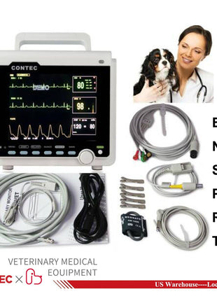 Veterinary Monitor VET Machine Animals Pets ICU Vital Signs Monitor 6 Parameters