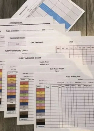 Whelping Supplies Charts, Contracts, Health Records, Vet Certificates, Breeders