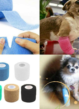 Dog Vet Wound Elastic Cohesive Bandage Self Adherent Pet Tapes Supply B2N3✨.