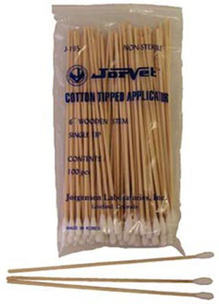 Vet Supply Single Cotton Tip Applicator 100 Count 6" with Wooden Stem